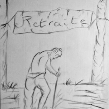 Dessin intitulée "La retraite à 70 an…" par Roberto Urbano, Œuvre d'art originale, Crayon