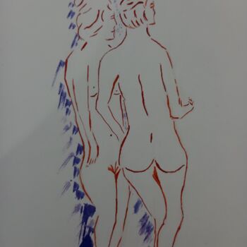 「Les 2 brunes」というタイトルの絵画 Roberto Urbanoによって, オリジナルのアートワーク, 水彩画