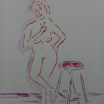 제목이 "La chaise rouge"인 미술작품 Roberto Urbano로, 원작, 수채화