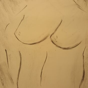 Drawing titled "Nu abstrait" by Roberto Urbano, Original Artwork, Charcoal