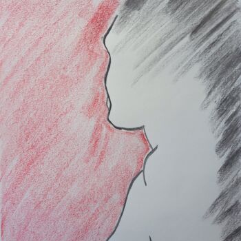 Drawing titled "Noir et Rouge" by Roberto Urbano, Original Artwork, Charcoal