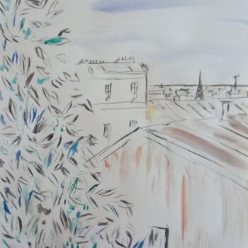 Painting titled "Les toits de Paris" by Roberto Urbano, Original Artwork, Watercolor