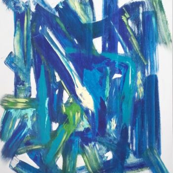 Pintura intitulada "Chambre bleue" por Robert Bodson, Obras de arte originais, Óleo
