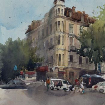 Pintura titulada "Ukraine City Odessa" por Bogdan Shiptenko, Obra de arte original, Acuarela