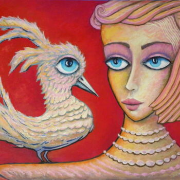 Malarstwo zatytułowany „Przyloty - ptak okr…” autorstwa Bohdan Wincenty Łoboda, Oryginalna praca, Akryl