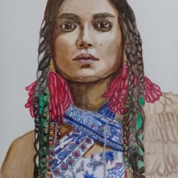 Картина под названием "Kaur" - Bonifacio Contreras, Подлинное произведение искусства, Акварель