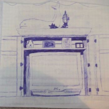 Drawing titled "TV console" by Bonquita, Original Artwork