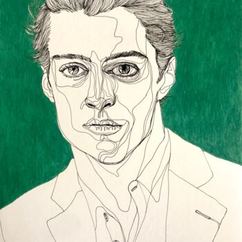 Disegno intitolato "Portrait d'homme ve…" da Sandrine Borgniet, Opera d'arte originale, Pennarello