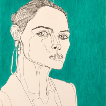 Dibujo titulada "Portrait de femme t…" por Sandrine Borgniet, Obra de arte original, Rotulador