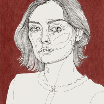 Dibujo titulada "Portrait d'Inès Lon…" por Sandrine Borgniet, Obra de arte original, Rotulador