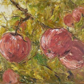 Painting titled "Red apples" by Boris Litovchenko, Original Artwork, Oil