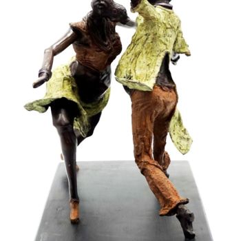 Escultura titulada "Saooga (Danse en la…" por Boureima Ouedraogo, Obra de arte original, Bronce