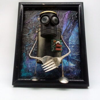 Scultura intitolato "mr droid*sf wall bo…" da Branimir Misic, Opera d'arte originale, Metalli