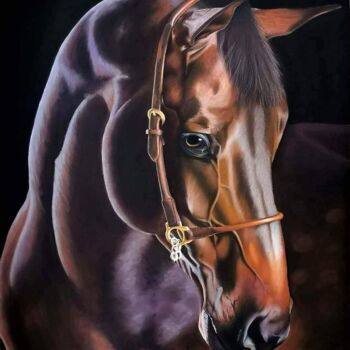 Disegno intitolato "Horse portrait" da Brigitta Lukács, Opera d'arte originale, Pastello