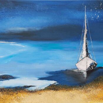 Painting titled "Bord de mer" by Brigitte Andre, Original Artwork, Acrylic Mounted on Wood Stretcher frame