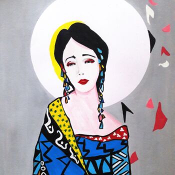 Painting titled "geisha" by Brigitte Benitah, Original Artwork, Acrylic