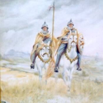 Painting titled "chevaliers" by Brigitte Bouysse, Original Artwork, Oil