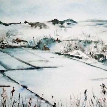 Painting titled "Marais de Guérande" by Brigitte Chevalier, Original Artwork, Watercolor