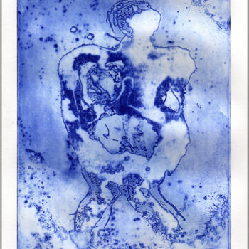 Printmaking titled "Eau bleue" by Brigitte Derbigny, Original Artwork, Etching