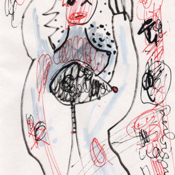 Zeichnungen mit dem Titel "Vénus ébouriffée" von Brigitte Derbigny, Original-Kunstwerk, Acryl