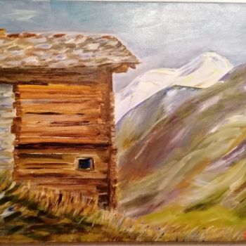 Painting titled "Haut Valais" by Brigitte Givel, Original Artwork, Oil