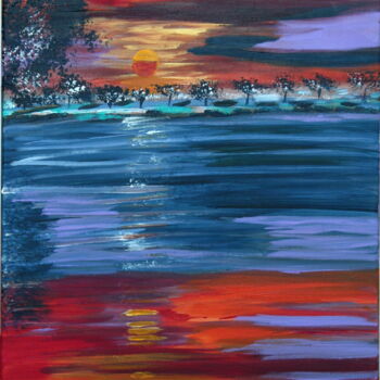 Malerei mit dem Titel "In the evening light" von Brigitte Kölli, Original-Kunstwerk, Acryl