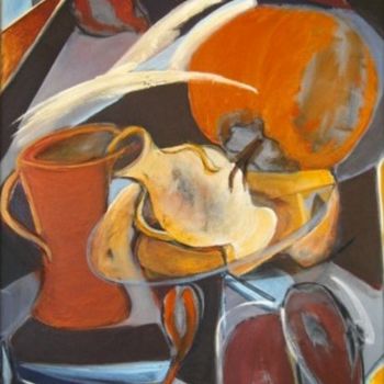 Картина под названием "NATURE MORTE: "CITR…" - Brigitte Krief, Подлинное произведение искусства, Масло