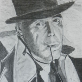 Drawing titled "Humphrey Bogart, "s…" by Brigitte Mathé (MBL), Original Artwork, Pencil