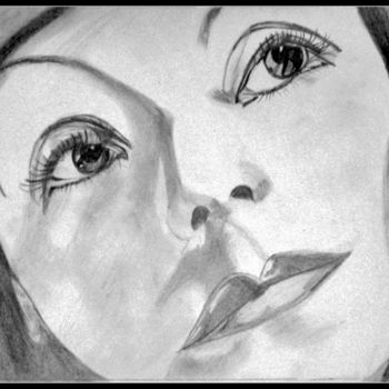Dibujo titulada "Greta Garbo, "série…" por Brigitte Mathé (MBL), Obra de arte original, Lápiz