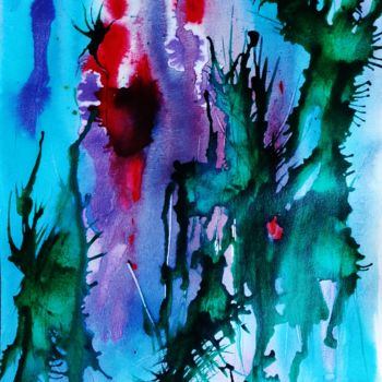 Painting titled "Océan 3" by Brigitte Mathé (MBL), Original Artwork, Watercolor