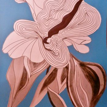 Malerei mit dem Titel "Femme - Fleur - 4" von Brigitte Mathé (MBL), Original-Kunstwerk, Tinte