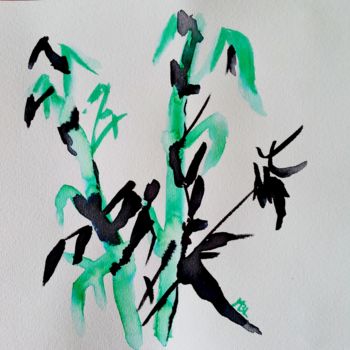 绘画 标题为“Bambous, Collection…” 由Brigitte Mathé (MBL), 原创艺术品, 水彩