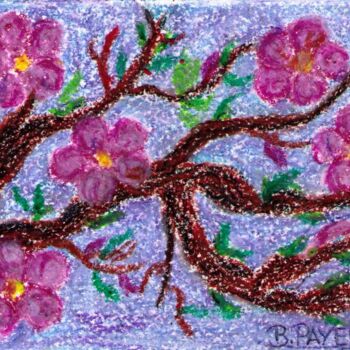 Drawing titled "Branche d'arbre fle…" by Brigitte Payen (B.PAYEN), Original Artwork, Wax