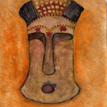 Pintura titulada "Masque Africain" por Brigitte Payen (B.PAYEN), Obra de arte original, Acuarela