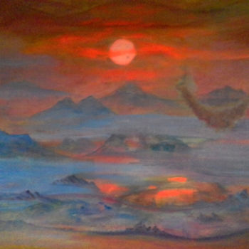 Malerei mit dem Titel "The Evening Sun, Bi…" von Sergei Smv, Original-Kunstwerk, Öl