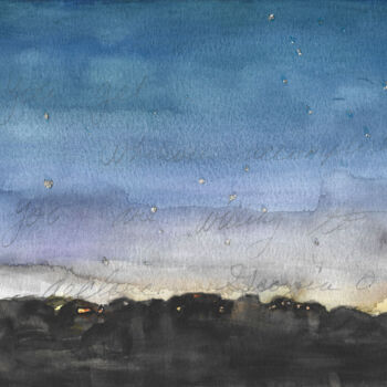 Painting titled "The Stars at night" by Brittany Ellis, Original Artwork, Watercolor