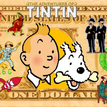 Estampas & grabados titulada "Tintin Vintage Doll…" por Brother X, Obra de arte original, Gofrado en papel Montado en Alumin…