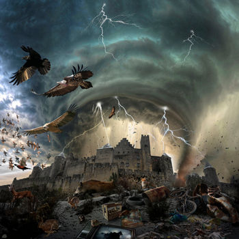 Arts numériques intitulée "L'apocalypse / Cité…" par Bruno Béghin, Œuvre d'art originale, Photographie numérique Monté sur A…