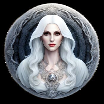 Digital Arts titled "White Lady Ghost 01" by Bruno Dujardin, Original Artwork, AI generated image