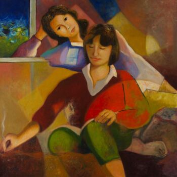 Картина под названием "Les deux sœurs" - Bruno Gaulin, Подлинное произведение искусства, Масло Установлен на Деревянная рама…