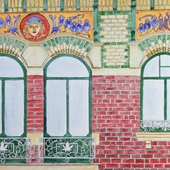 Pintura titulada "Maison à Lambersart" por Bruno Parmentier, Obra de arte original, Acuarela