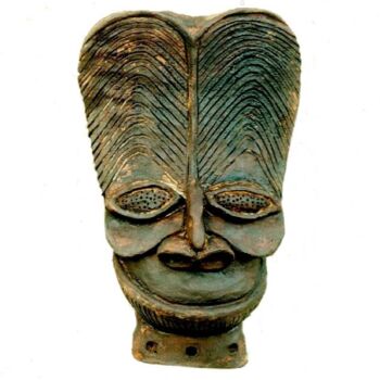 Sculptuur getiteld "masque terre cuite" door Bruno Prelat, Origineel Kunstwerk