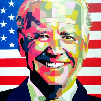Malerei mit dem Titel "Joe Biden" von Anatolii Rabkov, Original-Kunstwerk, Acryl Auf Keilrahmen aus Holz montiert
