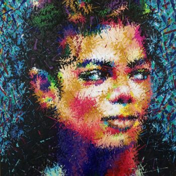 Peinture intitulée "Michael Jackson" par Anatolii Rabkov, Œuvre d'art originale, Acrylique Monté sur Châssis en bois