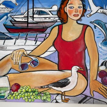 Peinture intitulée "Summer with woman s…" par Bugaenko Natalia, Œuvre d'art originale, Acrylique