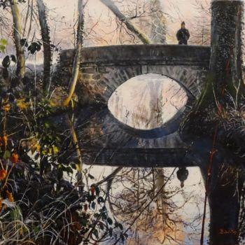 Ζωγραφική με τίτλο "Petit-pont-en-hiver…" από Brigitte With (B.WITH), Αυθεντικά έργα τέχνης, Λάδι