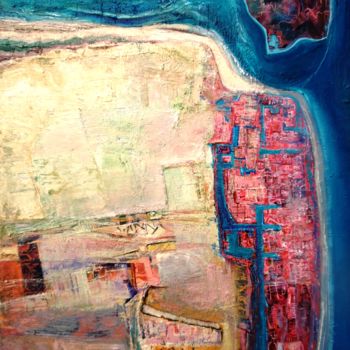 Peinture intitulée "Coastal town / Vill…" par Christopher Foster, Œuvre d'art originale, Huile