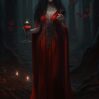数字艺术 标题为“Vampire Woman in red” 由C.Moonheart, 原创艺术品, AI生成的图像