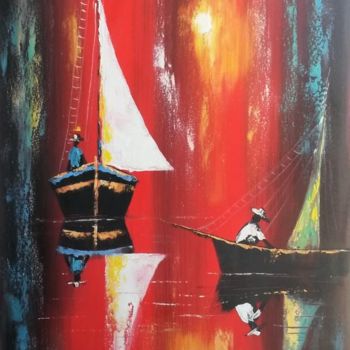 Pittura intitolato "Barcos" da C. Nascimento, Opera d'arte originale, Acrilico