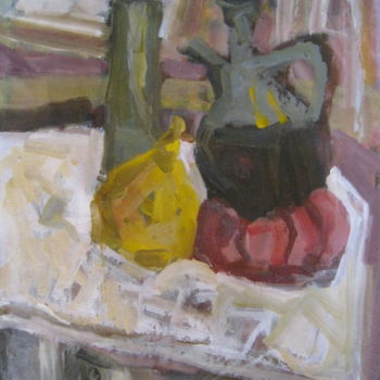 Pintura intitulada "une poire" por Gildas Cadic, Obras de arte originais, Óleo